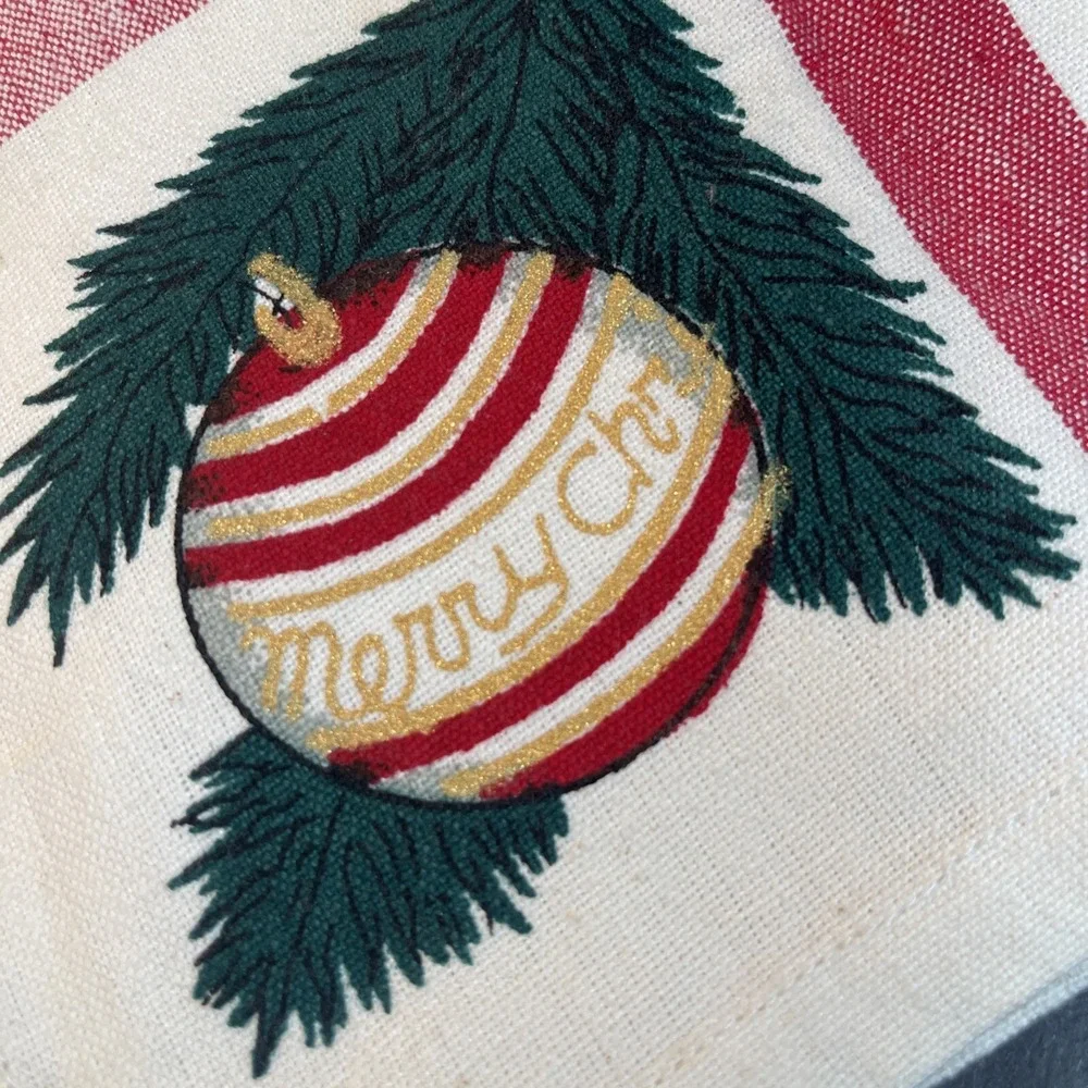 VTG 1995 W.Y.S.I.W.Y.G. Christmas 100% Cotton Napkins Set 4 Red Plaid Ornament